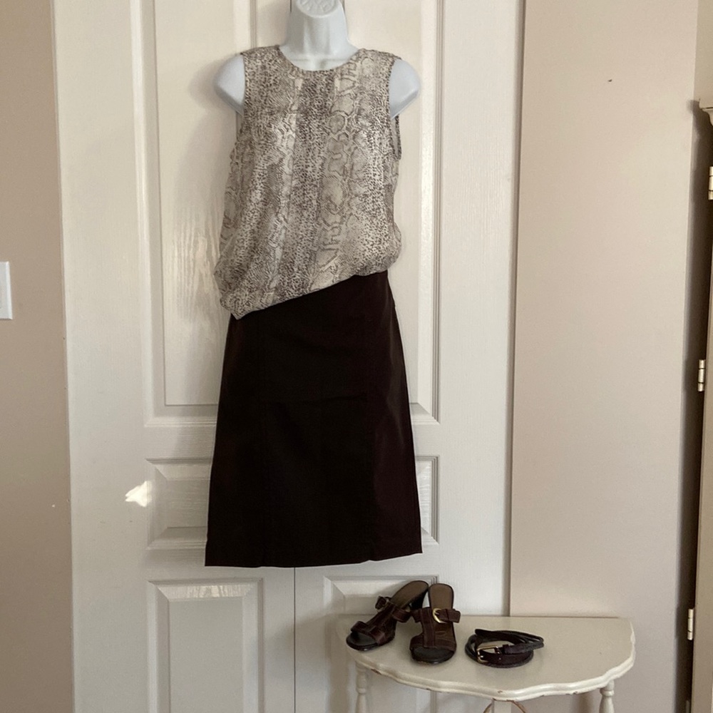 Jacob cotton pencil skirt chocolate brown